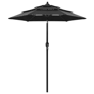 Berkfield 3-Tier Parasol with Aluminium Pole Black 2 m