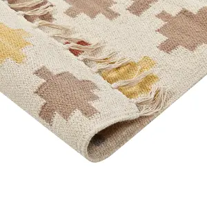 Cotton Kilim Runner Rug 80 x 300 cm Multicolour ATAN