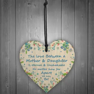 Red Ocean Mother And Daughter Wooden Heart Gift Sign For Mum Novelty Gift From Daughter