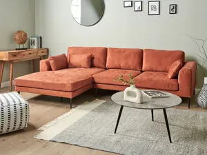 Corner Sofa FLAM Orange Velvet Right Hand