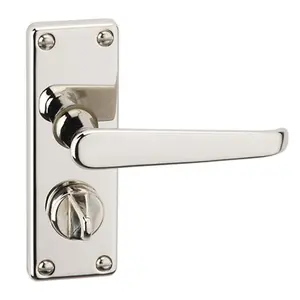 URBNLIVING 150cm Length 2 Pcs Victoria Metal & Polished Nickel Privacy Lever Latch Door Handles Set