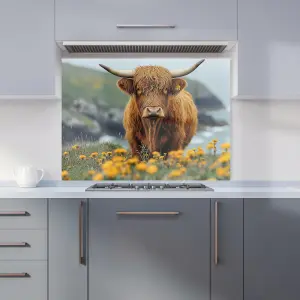 Highland Cow By The Coast Kitchen Splashback