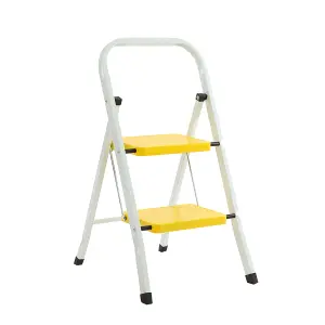 2 Step Folding Step Ladder Yellow/White