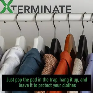 Xterminate Plastic Hanging Clothes Moth Trap Holders & 1 x Pheromone Refill Glue Pads Repellent for Wardrobes x2