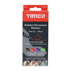 TIMCO Builders Permanent Markers Fine Tip Mixed Colours - Fine Tip