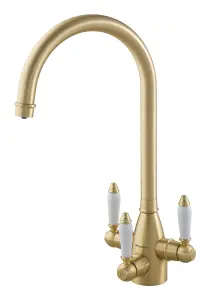 Clearwater Krypton Tri Spa Kitchen Filter Tap Filtered Water & Cold & Hot Brushed Brass PVD - KR2BB