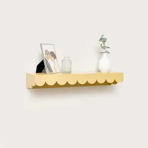 Melody Maison Mustard Scalloped Wall Storage Shelf - 61cm