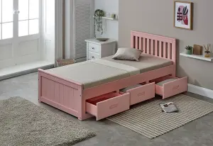 Mission Solid Wooden Storage Bed Frame 3ft Single - Pink