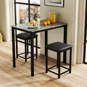 Costway 3-Piece Dining Table Set Modern Bar Table w/ 2 Upholstered Bar Stools