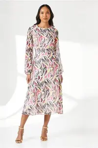 Debenhams Multi Abstract Midi Dress | Size: 16 | Cream | Women's