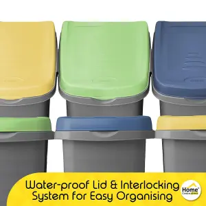 Home Centre Plastic Lift Top Lid Waste Bin Kitchen School 40 Litre Yellow-Grey