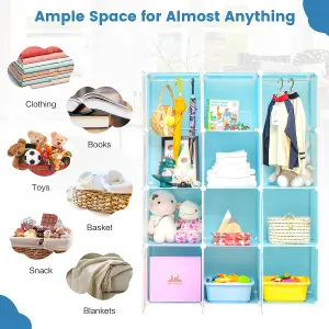 Costway Portable Children Wardrobe 12 Cubes Kid Closet Baby Dresser Storage Organizer