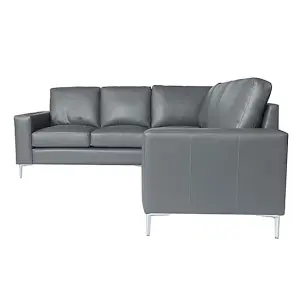 Baltic Faux Leather Corner Sofa In Dark Grey