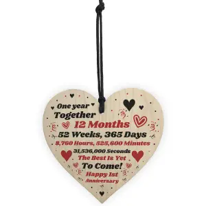 1st Anniversary Gift Husband Wife Wedding One Year Mr Mrs Gift Wood Heart