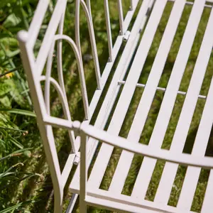 Vintage Style Cream Iron Arched Back Outdoor Garden Furniture Two Seater Garden Bench