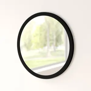 Tabatha Wood Flat Wall Mirror Black / 110cm H x 110cm W