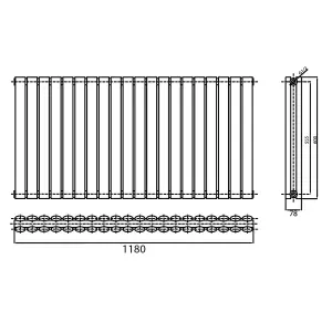 Kensington Grey Double Horizontal Radiator - 600x1180mm