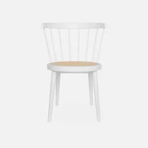 sweeek. Pair of wood and cane dining chairs Nora White 54x54x76.5 cm