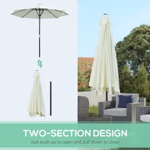 Outsunny Outdoor Market Table 3(m) Parasol Umbrella Sun Shade with 8 Ribs, Cream