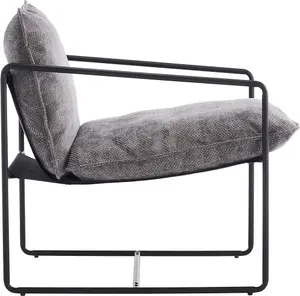 Tivoli Occasional Chair Black Metal Frame with Grey Fabric