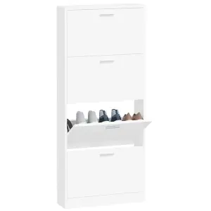 Shoe Cabinet White 59x17x150 cm Engineered Wood