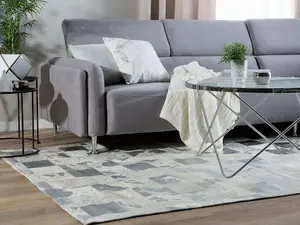 Cowhide Area Rug 140 x 200 cm Beige and Silver YAZIR