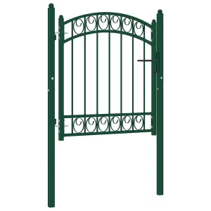 Berkfield Fence Gate with Arched Top Steel 100x100 cm Green