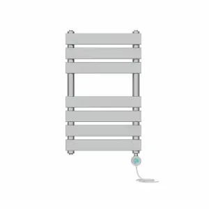 Rinse Bathrooms 650x400mm Chrome Designer Flat Panel Electric Heated Towel Rail Thermostatic Timer Bathroom Towel Radiator 400W