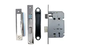 3 Lever Mortice Nickel Sash Lock Key 2.5" 64mm Bolt Through Reversable Bathroom Handle Locks