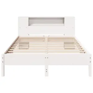 Berkfield Bookcase Bed without Mattress White 135x190 cm Double Solid Wood Pine