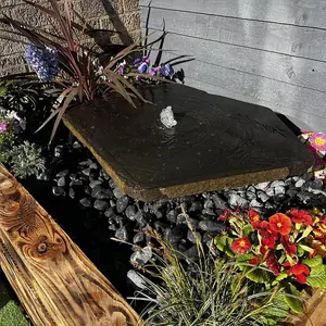 Basalt Babbling Plinth 70cm Natural Stone Solar Water Feature