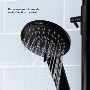 Bristan Divine Matt Black Wall-mounted Thermostatic Mixer Multi head shower