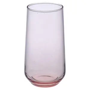 Queensway Home & Dining 470ml 6 Pcs Pink Coloured Highball Tall Cocktails Juice Glasses