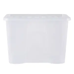 Wham Crystal 4x 80L Plastic Storage Boxes with Lids. Large Size, Strong. Made in the UK Clear