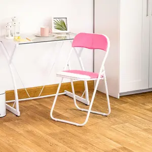 Harbour Housewares - Coloured Padded Folding Chair - Pink