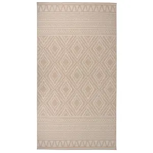 Berkfield Outdoor Flatweave Rug 80x150 cm Brown Stripes