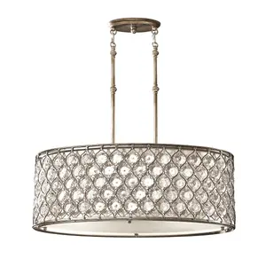 Elstead Lucia 3 Light Ceiling Cylindrical Pendant Polished Silver, E27