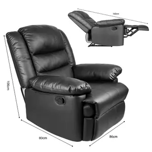 Onemill Adjustable Leather Recliner Chair Armchair Sofa PU Leather  for Living Room Lounge