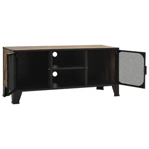 Berkfield TV Cabinet Rustic Brown 105x36x47 cm Metal and MDF