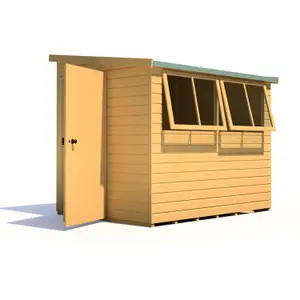 Shire Norfolk Workshop Pent Shed 8x6 Double Door 19mm Loglap Style A