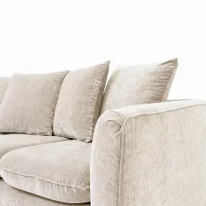 Lucas Water Repellent Velvet Chenille Left Facing Corner Sofa in Cream