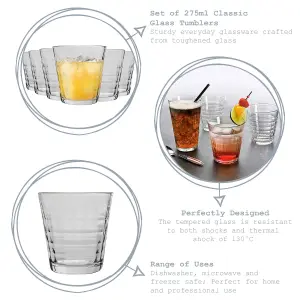 Duralex - Prisme Drinking Glasses - 275ml Tumblers for Water, Juice - Clear - Pack of 6