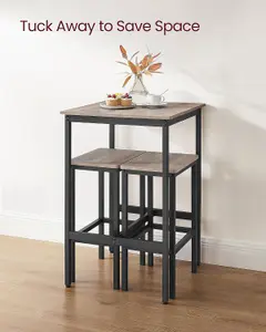 VASAGLE Bar Table and Chairs Set, Square Bar Table with 2 Bar Stools, Dining Pub Bar Table Set, Heather Greige and Ink Black