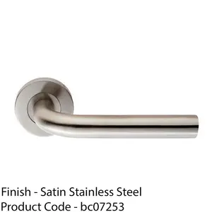 Pair 6mm Round Bar Safety Handle On Round Rose Concealed Fix Satin Steel