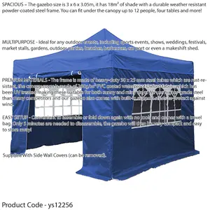 Durable 3x6m Pop-Up Gazebo with Waterproof Side Walls - Ideal for Outdoor Events