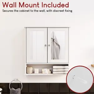 Bath Vida Priano White 2 Door Mirrored Bathroom Wall Cabinet With Shelf