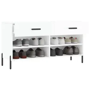 Berkfield Shoe Bench High Gloss White 102x35x55 cm Engineered Wood