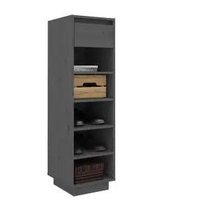 Berkfield Shoe Cabinet Grey 34x30x105 cm Solid Wood Pine