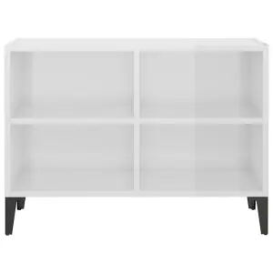 vidaXL TV Cabinet with Metal Legs High Gloss White 69.5x30x50 cm