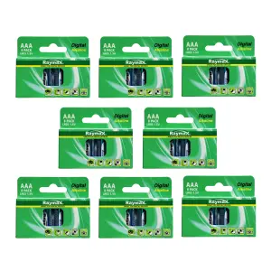 Raymax Digital Alkaline AAA LR03 1.5V Batteries  8 Packs. Total of 64 Batteries